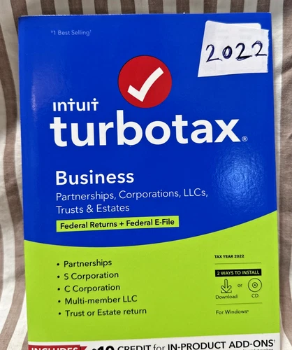 2022 INTUIT TURBOTAX BUSINESS FEDERAL 2022 New Sealed  PC Windows  2022 CD /down