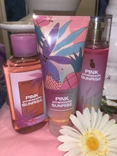 BATH & BODY WORKS PINK PINEAPPLE SUNRISE BODY MIST/SHOWER GEL/ CREAM (SET OF 3)