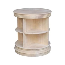 IC International Concepts Library Round End Table, Elegant Wooden Side Table