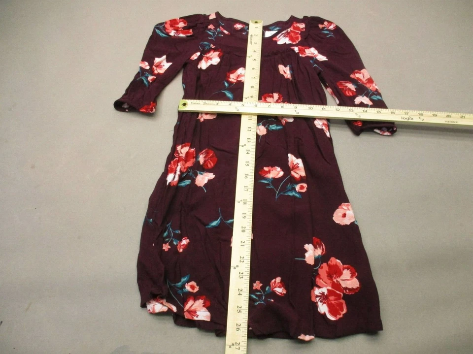 Vestido midi manga 3/4 multicolor floral cuello redondo manga 3/4 131 OLD NAVY talla M (8) para niñas Foto 2 de 4