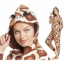 NICK NORA Sleepwear Women s Pajamas Hooded Giraffe One Piece Size Large