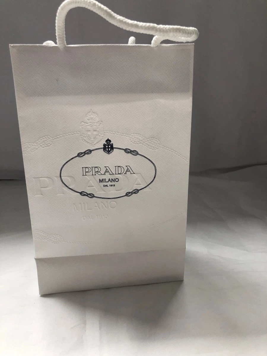 Authentic Prada Paper Shopping Bag Reusable White 9.6