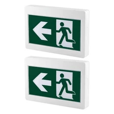 Green Running Man LED Emergency Exit Sign Double Sided Battery Backup UL 120/277
