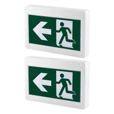 Green Running Man LED Emergency Exit Sign Double Sided Battery Backup ...