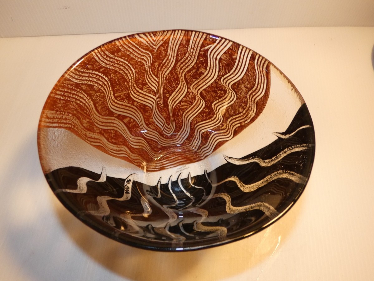 Stunning Kosta Boda Art Glass Bowl, Monica Backstrom Signed, Brown