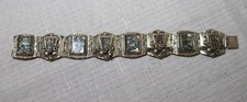 vintage handmade Taxco sterling silver abalone Aztec Mexican unisex bracelet
