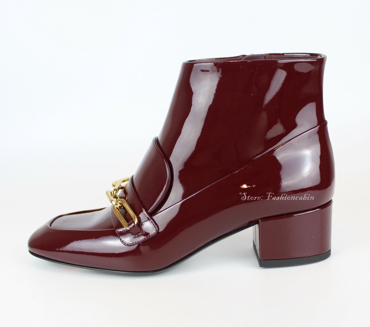 NEW Burberry Chettle Leather Bootie, BURGUNDY RED, EUR 36, MSRP