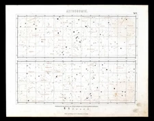 1874 Bilder Print Equatorial Sky Map Equator Constellations Orion Canis Major