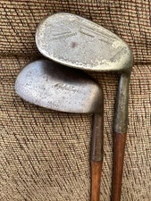 Antique Hickory Wood Shaft Spalding KroFlite Mashie Niblick And Niblick Golf Clu