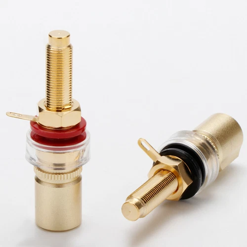 4 Stück Klemmenblock vergoldet Audio ​Stecker Polklemme Bananenbuchse NEU - Bild 6 von 9