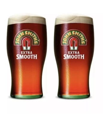 2 X John Smith's Extra Smooth Pint Glasses Official Tulip  Brand New