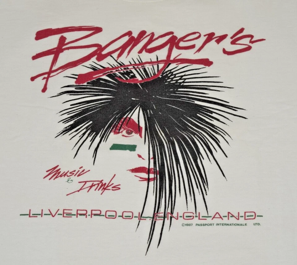 Camiseta Banda Vintage Bangers Liverpool Talla S/M Años 80 Música Bebidas Todo Algodón 1987 Foto 2 de 4