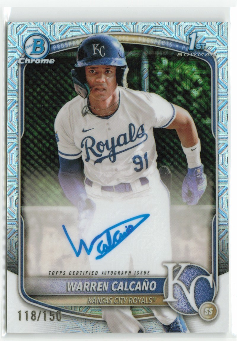 2025 Bowman Chrome Warren Calcano #CPA-WC HTA Choice Auto /150 Royals
