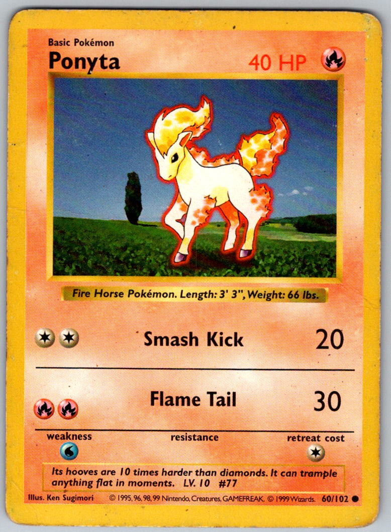 Ponyta 060/102 Common Base Set (Shadowless) Unlimited DM