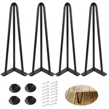 ALXEH 16 Inch Hairpin Table Legs 1/2 Dia 3-Rods Hairpin Feet, DIY Black Hairpin
