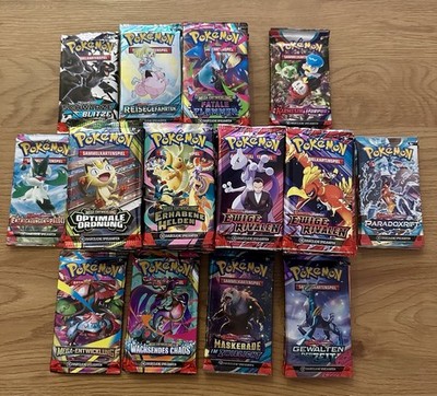 100 Pokémon TCG Packs Erhabene Helden, Ewige Rivalen, Fatale Flammen Deutsch