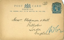 Bermuda 1903 Poscard Stationery QV ½d   to Chapman & Hall London