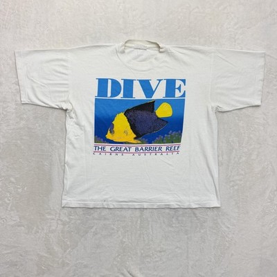 Vintage Great Barrier Reef Dive Shirt Mens XL Australia Fish Single Stitch