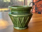 VTG RUSTIC MCCOY GREEN ART DECO SUNBURST CASHE PLANTER POT 4.5" by 4.5"