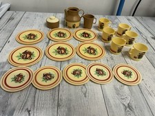 Chilton Mushroom Toy Plastic Doll Tea Set Dishes Vintage 1970s 21 Pieces