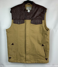 Cody James Vest River Oaks Rancher Tan/Brown Snaps Pockets Sherpa Lined Size M