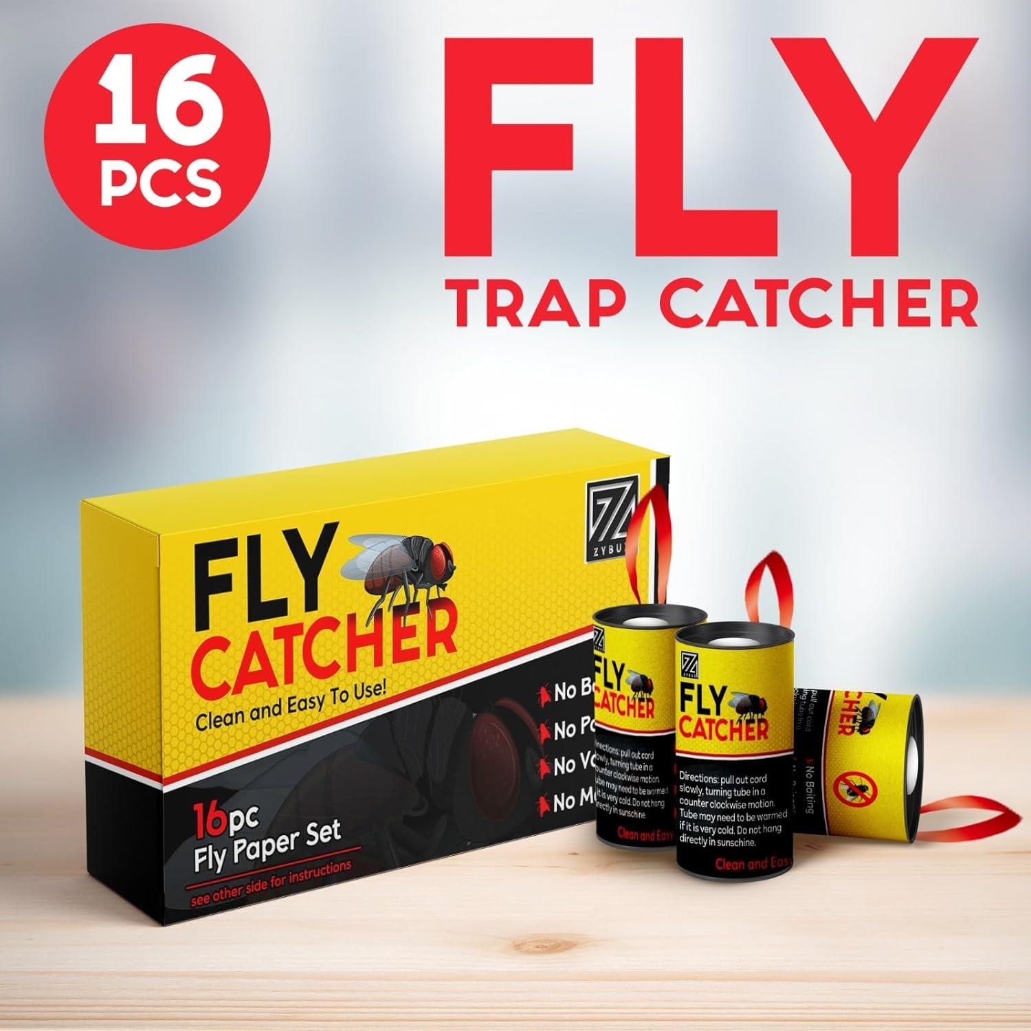 16pcs Fly Catcher Insect Trap Killer Bug Flies Wasp Sticky Paper Glue ...