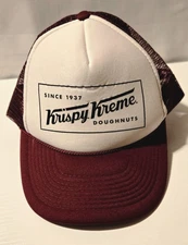 Vintage Krispy Kreme Doughnuts Hat Trucker Mesh Snapback OTTO Dark Red White