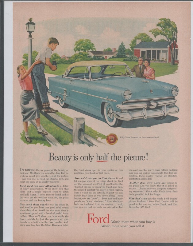 1953 2-Door FORD CRESTLINE Original Vintage Auto Promo Ad