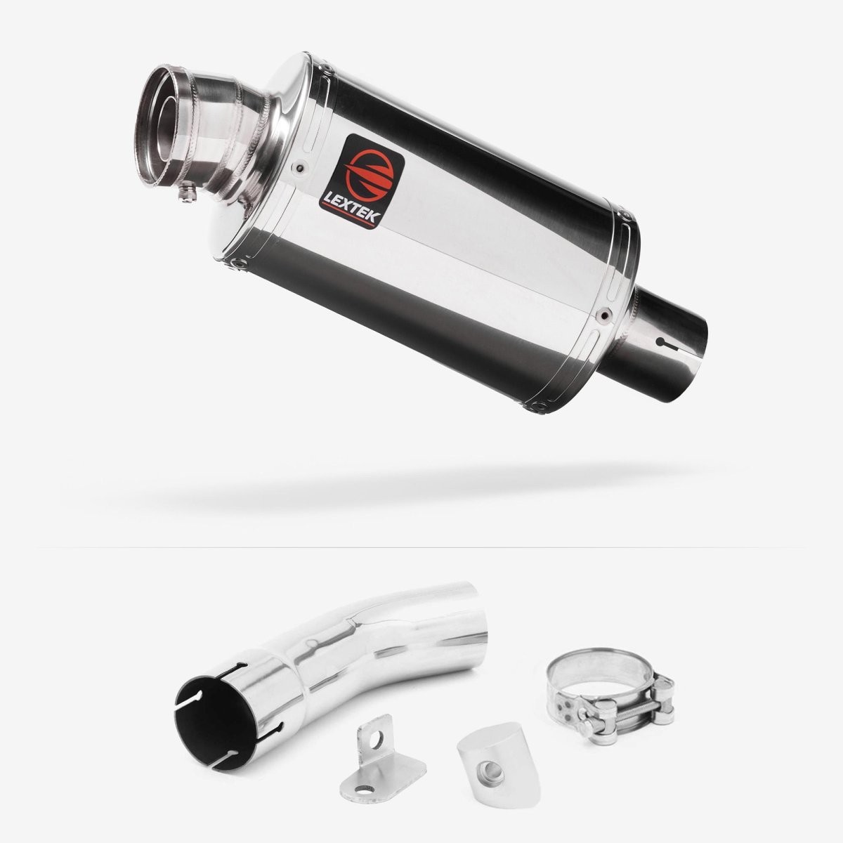 Lextek Stainless Steel OP4 Polished 200mm Exhaust with Link Pipe Silencer Rear
