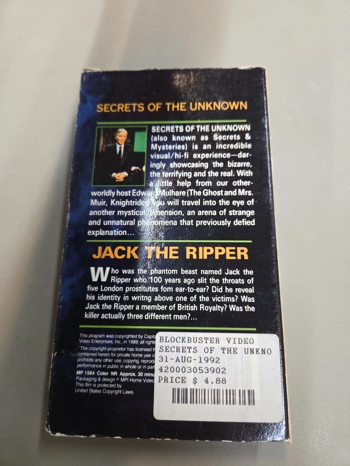 Secrets of the Unknown: Jack The Ripper 1989 VHS Foto 2 de 4