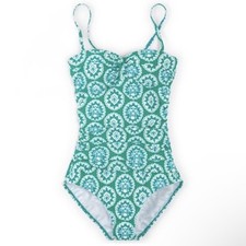 Boden Sorrento Medallion one piece swimsuit 10 turquoise green boho summer beach