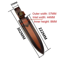 Outdoor Cow Leather Straight Knife Sheath Fixed Blade Scabbard Cover Holders