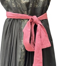 Vintage Hand Made Burgundy Cotton Linen Renaissance Faire Pirate Sash Hemmed