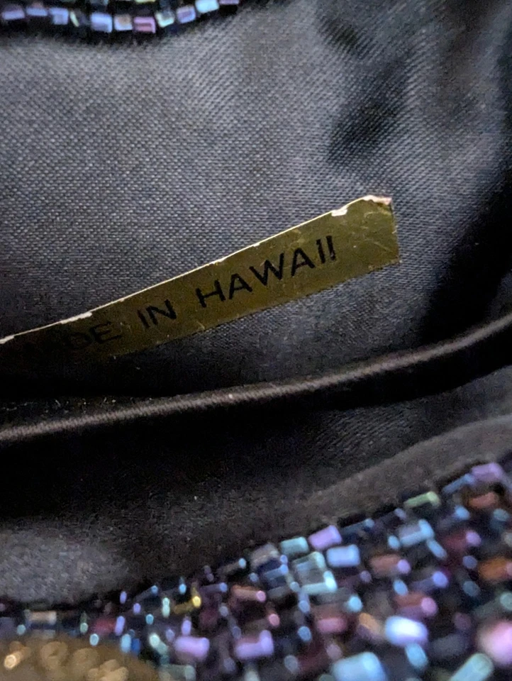 VINTAGE Intricate Design BEADED EVENING BAG PURSE CLUTCH Made Hawaii Multi-Color - Image 4 of 4
