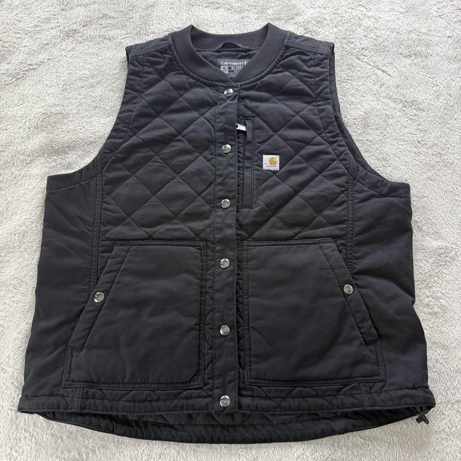 Carhartt Vest Womens XL Black Rugged Flex Diamond Quilted Canvas Insulated Gorp