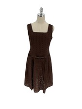 Talbots Dress Women's Size 10 Petite Brown Cotton Eyelet Cottagecore
