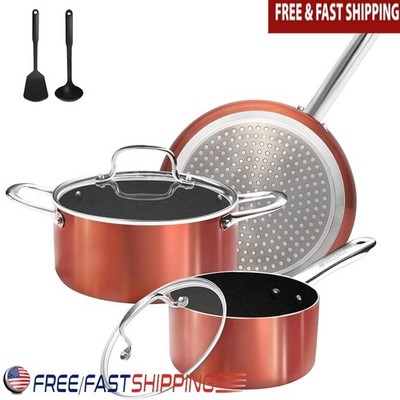 Nonstick Ceramic Cookware Set 7pcs Induction Pans Pots Kitchen Utensils New