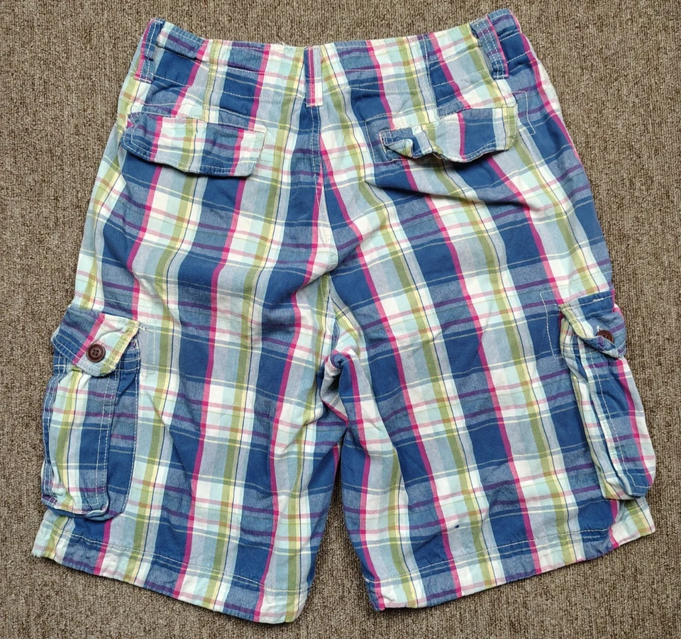 DITCH PLAINS Multicolor Plaid Cargo Shorts Men 34 Cotton Casual Pockets Summer - Image 3 of 4