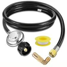 5 Feet Propane Regulator Hose with 90° Elbow Adapter, Universal QCC1 Low Pr