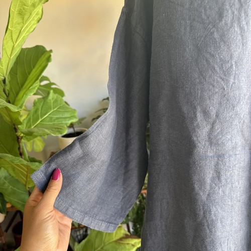 MANDORIE Dress Linen Midi Oversized Size S/M Slate Blue W/ Pockets Made In Italy - Bild 9 von 11