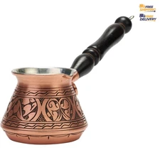 Handcrafted Copper Cezve - 1mm Thick, 3-Cup Capacity, Lead-Free - Perfect for...