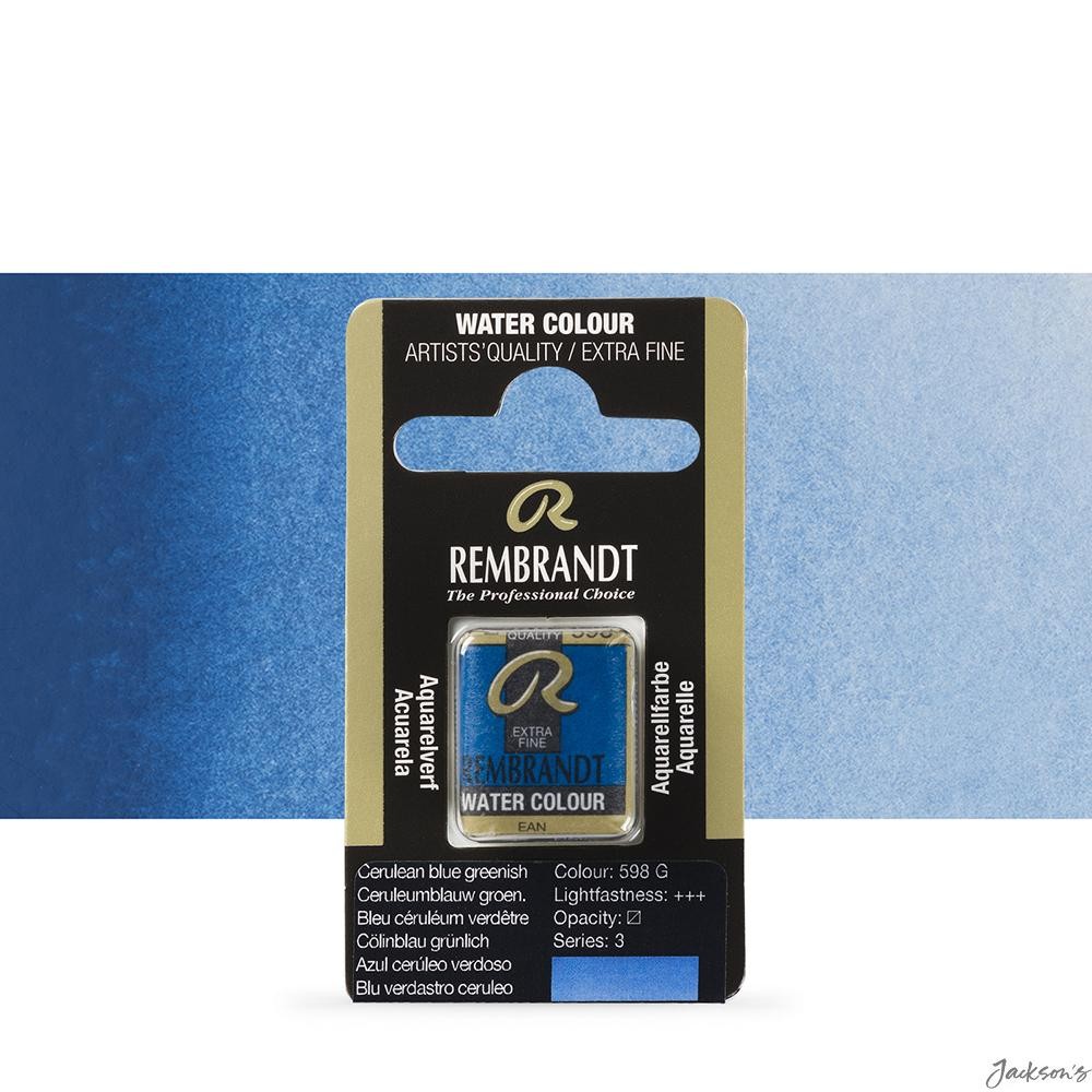 Royal Talens Rembrandt Watercolour Paint Half Pan Cerulean Blue Greenish