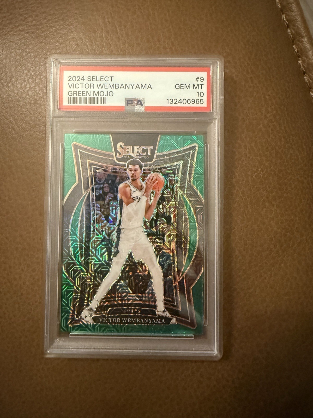 Panini 2024-25 Select Concourse Victor Wembanyama #9 Green Mojo Prizm PSA 10 view 2
