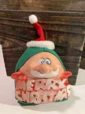 Vintage Dan Brechner Plush Toy Co. Santa Claus Merry Christmas Ornament