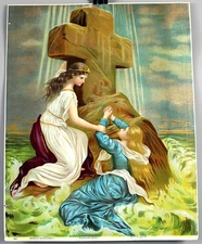 Rock of Ages II Chromolithograph Beautiful Color 16 x 20 RARE Original 1890s