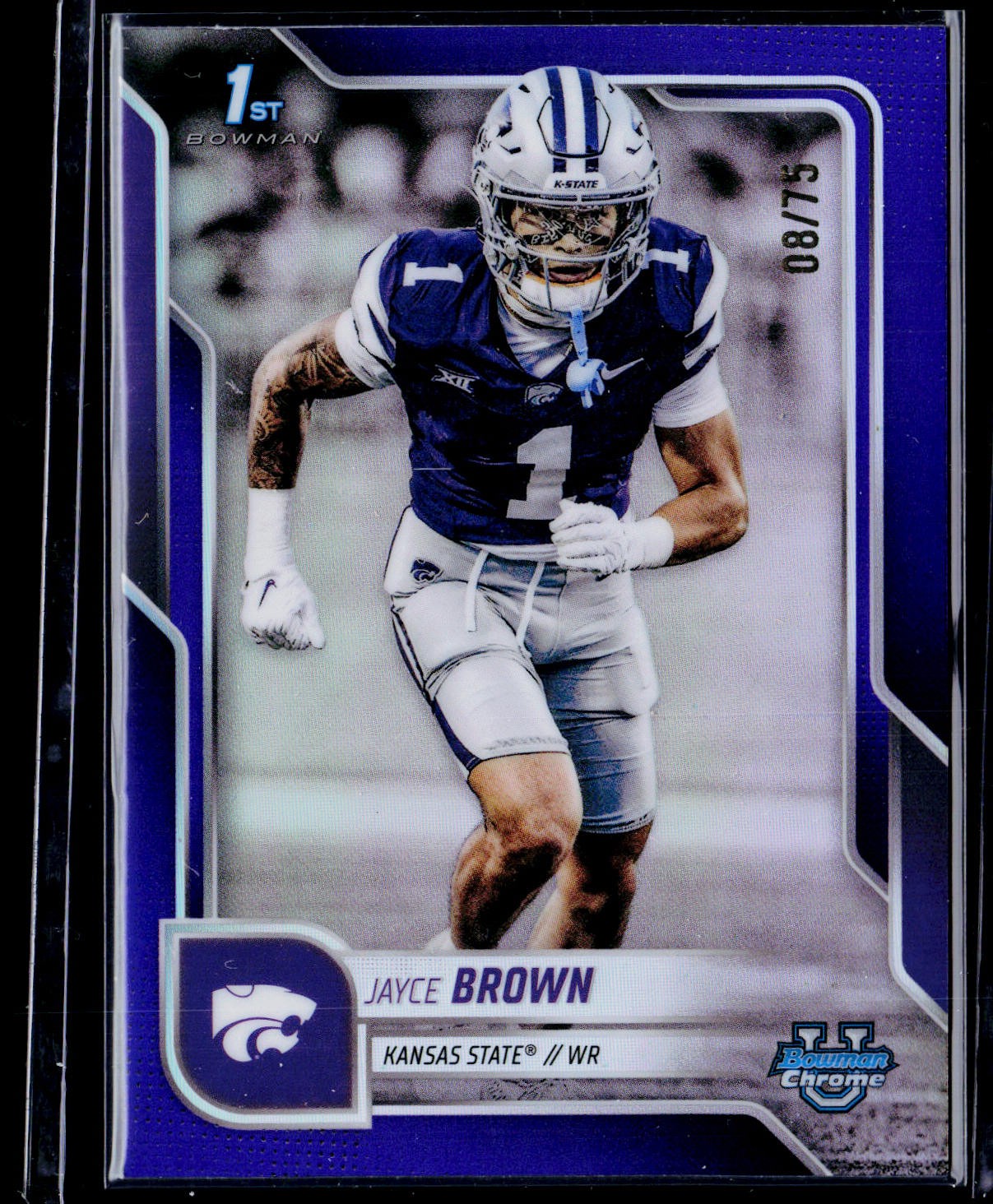 2025 Bowman University Chrome #71 Jayce Brown Purple Refractor #/75
