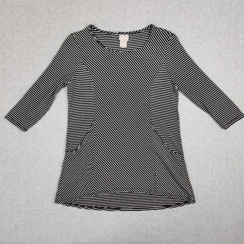 Top Chico's donna taglia 0P US piccolo nero bianco tasche a righe - Foto 5 di 12