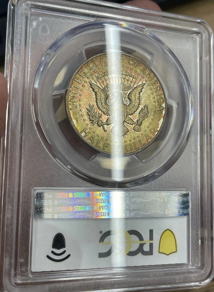 Rainbow Toned 1967 JFK KENNEDY HALF Dollar PCGS MS63 - Image 2 of 4
