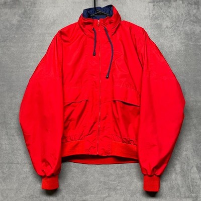 Vintage Steeplechase Windbreaker Jacket Mens Large Red Pockets Full Zip Hooded