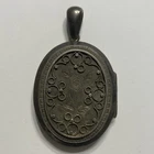 ANTIQUE c.1890 VICTORIAN ERA STERLING SILVER LOCKET FLORAL ENGRAVED LARGE 2 1/8”